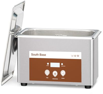 SOUTH BASE Ultrasonic Cleaner,900ML 35W Stainless Steel Ultrasonic Jewelry Cleaner with Cleaning Basket And Digital Timer,Household Sonic Cleaner for Cleaning Jewelry,Eyeglasses,Coins