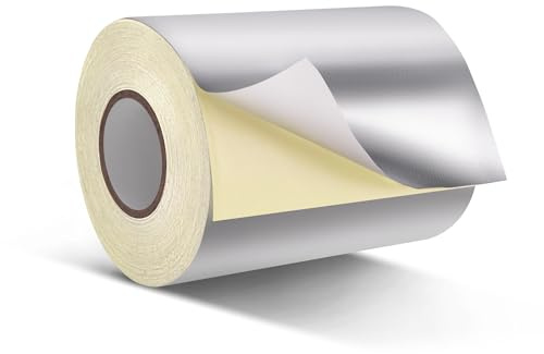 HONGTAISHENG Scotch Aluminium, 119mm x 25m Ruban Adhésif professionnel en aluminium, Résistante Haute Température, Scotch Isolant Thermique pour étanchéifier, réparer, isoler, ventialtion