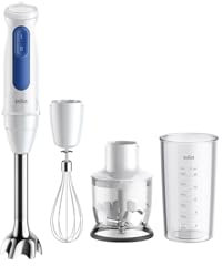 Braun MultiQuick 3 MQ30.202M, Minipimer Tecnologia PowerBell VPlus, 2 Velocidades + Turbo, Sistema EasyClick Plus para Accesorios, Antisalpicaduras, Picador de 350ml, Vaso de 600ml, 900W, Negro