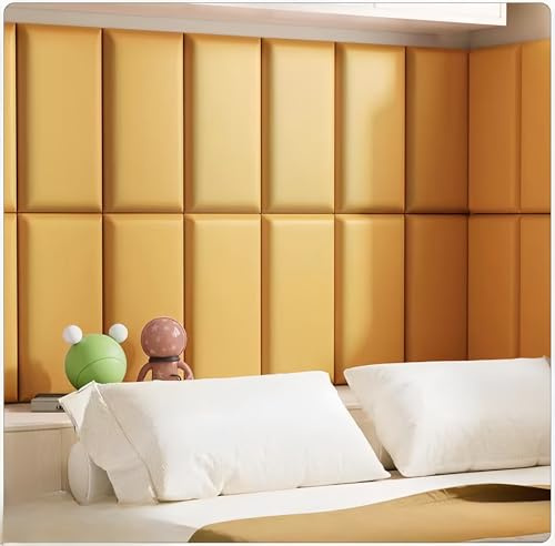 KUANGGE Wall Padded Wall PanelsUpholstered Wall Panels，Anti-collision Wall Stickers,20 Piece Sound Absorbing Panel, High Density Self-adhesive Sound Insulation Panel, for Bedroom Dojo Play Room ，rec