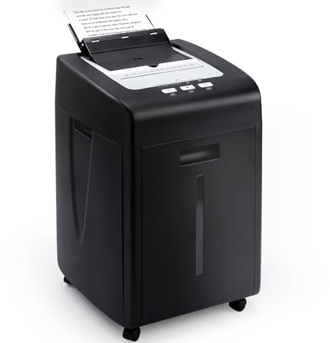 Trisruvian Heavy Duty Paper Shredder: Auto Feed 200 Sheets Industrial P5 Security Micro Cut-Credit Card/CD Destroyer with 35L Bin for Home Office Small Business Use|Confidential Shredding