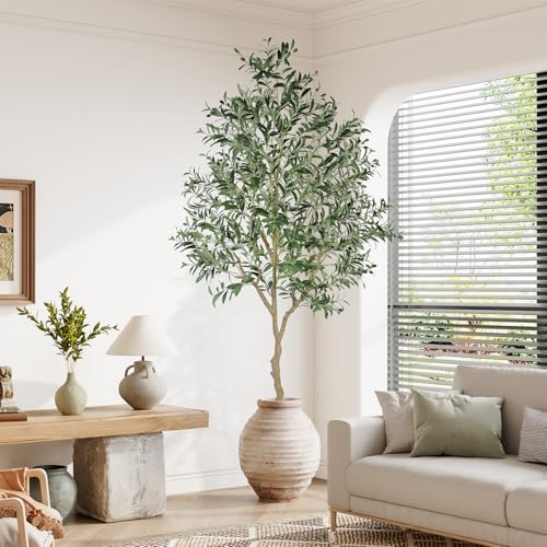 YOLEO 7FT Artificial Olive Tree for Home Office Indoor Decor (Style 3) | Lifelike Faux Silk Tree 210cm