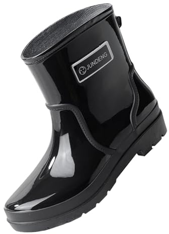 riou Botas De Agua Mujer Chelsea Botines De Goma Rain Boots Botines Jardín Trabajo Wellington Boots Lluvia Moda Flexible Y Antideslizante Negro Azul 36-43