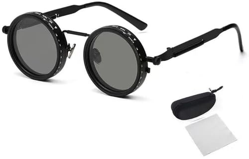 Generisch Adjustable Tint Rounded Polarized Lenses Retro Sunglasses, Adjustable Tint Sunglasses with 1-9 Gear ControlBeach Gear, UV Protection Eyewear, Ideal for Beach & Outdoor Use