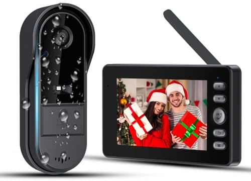 Winnes Video Campanello Senza Fili da Esterno Impermeabile IP65 Videocitofono con Telecamera 1080P Suoneria 170°Angolo Visuale 4,3'' Display, Audio Bidirezionale,2.4Ghz Nessun WiFi o APP