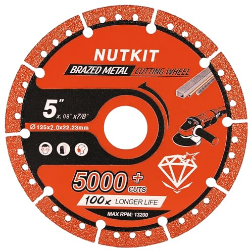 NUTKIT Disco da Taglio Diamantato Universale, 125 x 22,23mm Disco da Taglio Diamantato, Disco Diamantato, 2mm Taglio ultra sottile per Piastrelle Gres Porcellanato Ceramica e Pietra Naturale - Rosso