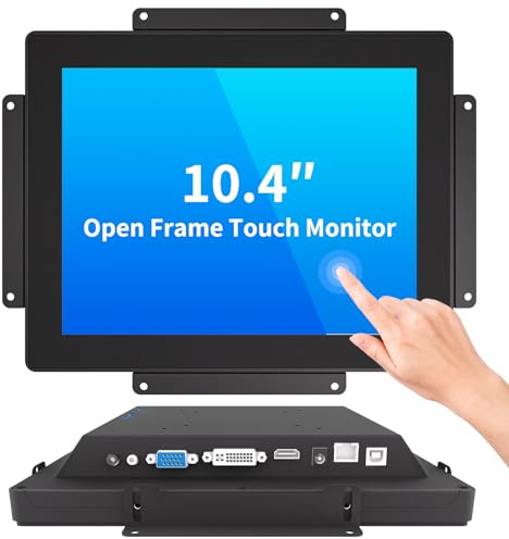 LMENGER 10.4IN Open Frame Touch Monitor, PCAP 10-Point Touch Industrial Touchscreen Monitor, with HDMI/VGA/DVI Interface, Active Matrix TFT LCD,LED Backlight, with VESA Mount