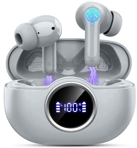Rinsmola Wireless Earbuds, 2025 Bluetooth 5.4 Headphones in Ear with 4 ENC Mic, 6D Deep Bass Stereo Wireless Headphones Noise Cancelling Ear Buds Bluetooth Earphones 36H Playtime, IP7 Waterproof/USB-C