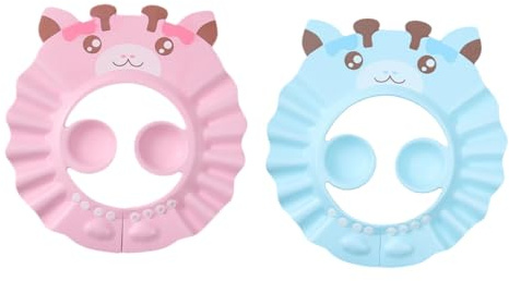 SOPOTUTU 2 Pezzi Cuffia da Doccia per Bambini Protezione Orecchie Design Regolabile 3d in Eva Cappello Doccia Cartoon per Ragazzi e Ragazze