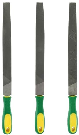 HARFINGTON 3pcs Tip Cut File 10 Double Cut Teeth High Carbon Steel Hand Rasp File with Plastic Handle for Metal Wood Deburring Removing