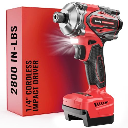 Ecarke Cordless Impact Driver 1/4 Inch Compatible with Milwaukee 18V Battery (No Battery), 2800 In-lbs Brushless Impact Driver With LED Light, 5-Speed Power Portable Drivers 18V for Home DIY Projects