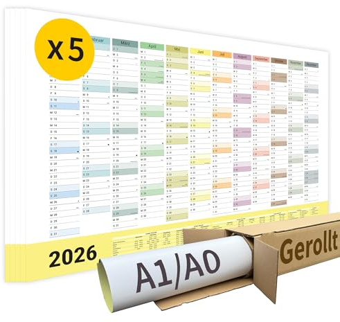XXL Wandkalender 2026 Jahresplaner DIN A0-5 Stück - gerollt
