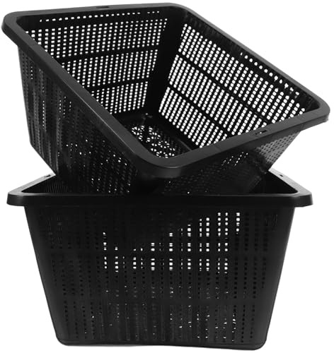 VICASKY Pots en Filet Hydroponiques Noirs en Plastique 2pcs pour Gestion Facile des Plantes, Adaptés Jardinage Intérieur et Extérieur pour Légumes et Plantes Aquatiques