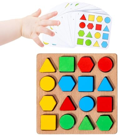 Wooden Shape Sorting Puzzle - 16.5cm Toy | Educational Matching Game With Colour Blocks, Fine Motor Skills Learning Toy For Kids Age 3+, Travel Friendly Classroom Activity Set