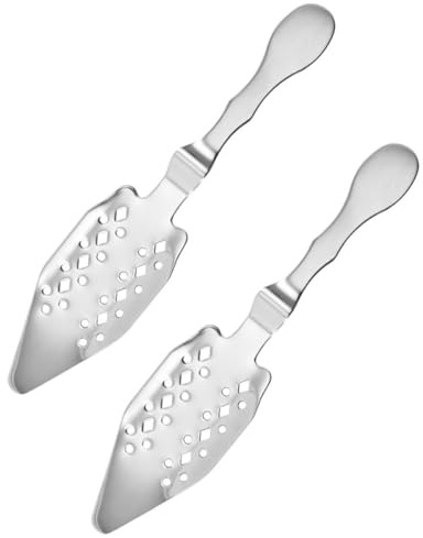 UTHCLO Cucharas de Absenta de Acero Inoxidable 2 Piezas para Preparar y Filtrar Cócteles Diseño para Vasos de Absenta Color Plata