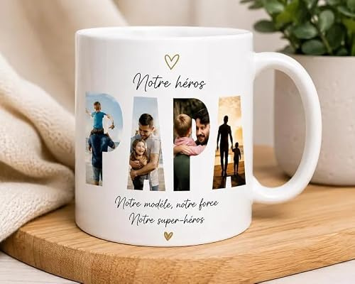 TUMBY Tasse Fête des Pères Personnalisée Photo Texte Céramique 330 ml
