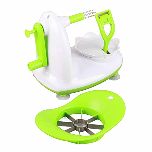 Aramox Pelador Pelador de Frutas de Manivela con Cortador ABS PC Peeling Eliminación de Piel Fina Base de Succión para Manzanas Peras Patatas Niños Personas Mayores Uso en la Cocina 120 X 210 X 155