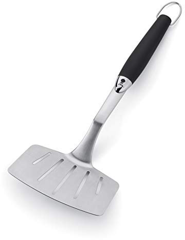 Weber Giraplati/Girafili Premium (46cm), Ideale per Grandi SUP. cotturate o Pesce, in Acciaio Inox, con Manico Antiscivolo, Manico Angolato, Lavabile in Lavastoviglie - Nero/Argento (6673)