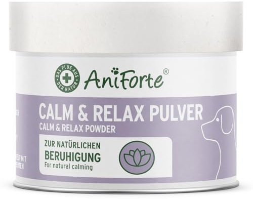 AniForte natürliche Beruhigung für Hunde Calm & Relax 100g - Natürliches Beruhigungsmittel zur Entspannung & Ruhe, Heilpflanzen bei Angst, Stress, Unruhe, Überreizung, Nervosität, Silvester & Reisen