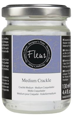 FLEUR DESIGNER'S PAINT | Medium per Effetto Crackle, 130 ml, Trasparente, Base Acqua, Per ottenere Oggetti e Superfici con effetto Screpolato ed Antico, Adatto su Qualsiasi Materiale.