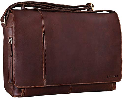 STILORD Vintage Umhängetasche Leder groß für Herren Damen 15.6 Zoll Laptoptasche Unitasche Bürotasche Moderne Aktentasche aus echtem Büffelleder