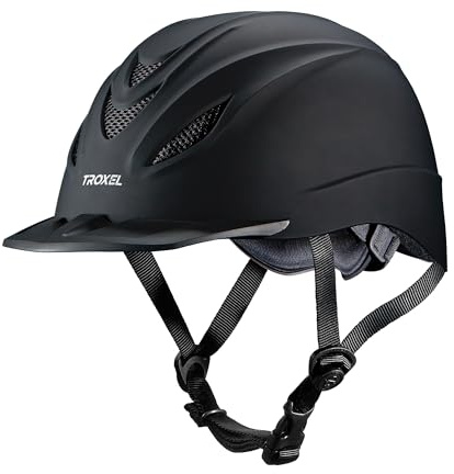 Troxel Intrepid Saddle Horse Riding Helmet, Low-Profile Adjustable Design, Safety Horseback Riding Gear, Large (7-1/4 - 7-3/8), Black