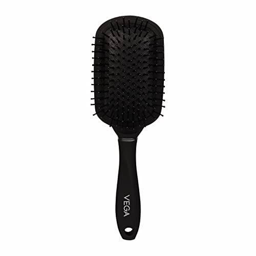 Vega - Brosse à cheveux Premium - Paddle E11-PB 1 unité - Noir - Pour toutes les femmes soucieuses de leur chevelure - Démêlage - Plastique ou Silicone - Plastique - Nylon