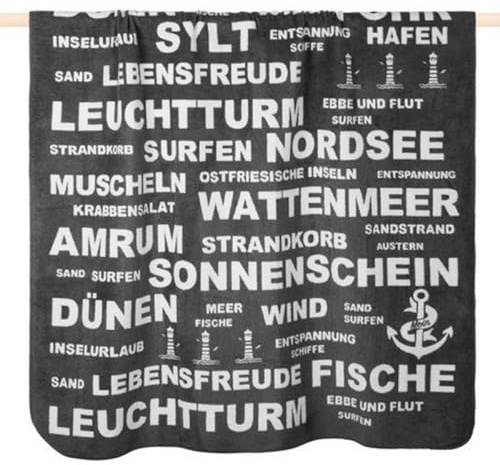 Pad - Decke - Wohndecke - Kuscheldecke - Typo - Grau - Nordsee - 150 x 200 cm