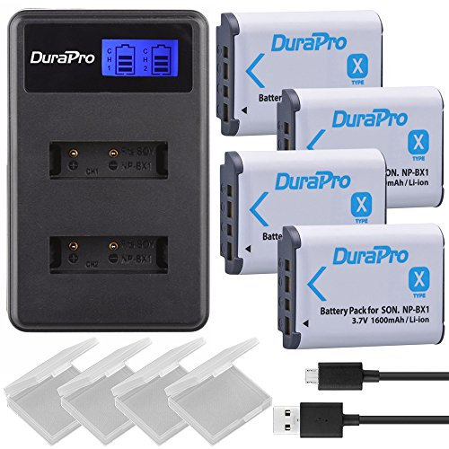 Durapro 4X NP-BX1 NPBX1 NP BX1 Akku + LCD Dual USB Ladegerät für Sony NP-BX1 Akku Sony DSC-RX100 RX100 II DSC-WX500 HX300 HX400V WX300 WX350 HDR AS100v AS200V AS15 AS30V AS300 M3 M2 Camcorders