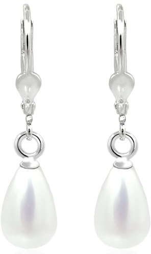 Perlen-Ohrringe 925 Sterling Silber Muschelkernperle NOBEL SCHMUCK