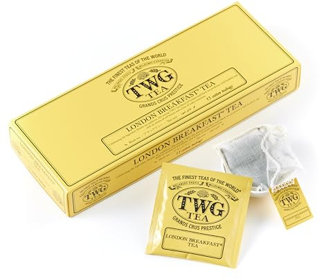 TWG Tea | London Breakfast Tea | BlackTea | Cocoa Pod | 15 Hand Sewn Cotton Teabags | Gift Set