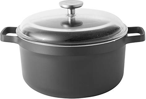 BergHOFF GEM Non-stick 10 Stockpot 5.2qt., Sturdy 2-Handle, Glass Lid, Ferno-Green, Non-Toxic Coating, Induction Cooktop Ready