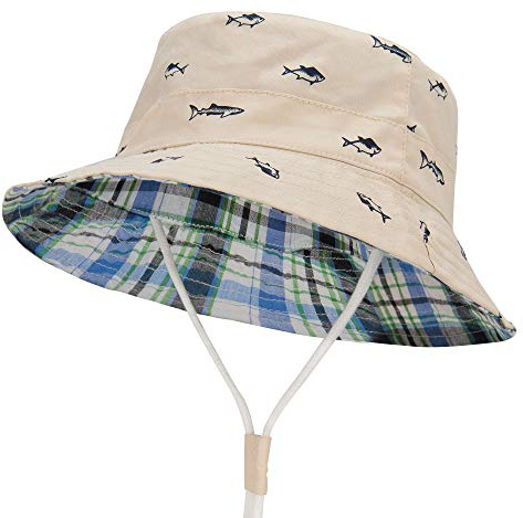 Durio Baby Sonnenhut Atmungsaktiv Sommerhut Kinder Fischerhut UV-Schutz Unisex Cap mit Verstellbarem Bindebändern