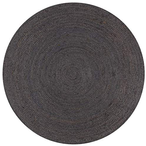 vidaXL Teppich Handgefertigt Jute Rund 120 cm Dunkelgrau