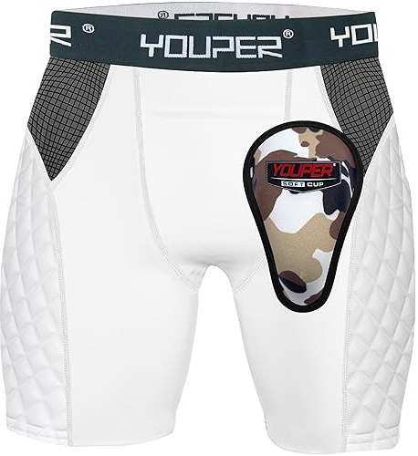 Youper Youth Elite Padded Baseball Sliding Shorts w/Soft Cup (Small) White
