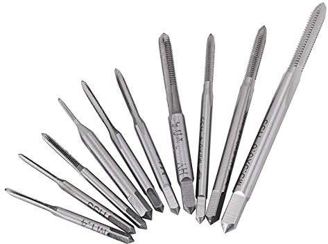 Gewindebohrer Set, Maschinengewindebohrer, Mini-Handgewindebohrer, Gewindebohrer-Werkzeug 10 Stück M1, M1.2, M1.4, M1.6, M1.7, M1.8, M2, M2.5, M3, M3 .5 | Schneidwerkzeug, metrisch, für Hand- und Maschine, Innengewinde