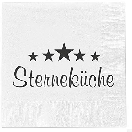 40 Stück Servietten Papierservietten mit Sprüche 3-lagig 33x33cm Feier Party Geburtstag Gäste Tischdeko (Sterneküche)