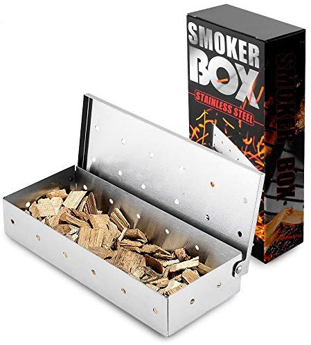 Räucherbox,Grillers Räucherbox Smoker Edelstahlbox für Gasgrill, Kohle- und Elektrogrilll Räucherbox Barbecue BBQ Grillzubehör