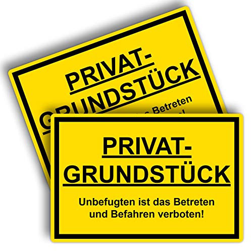 2 Stück XXL Privatgrundstück Unbefugten ist das betreten und befahren verboten Schild 40 x 30 cm aus stabiler PVC Hartschaumplatte 5 mm Achtung Privatgrund Schild mit UV-Schutz von STROBO