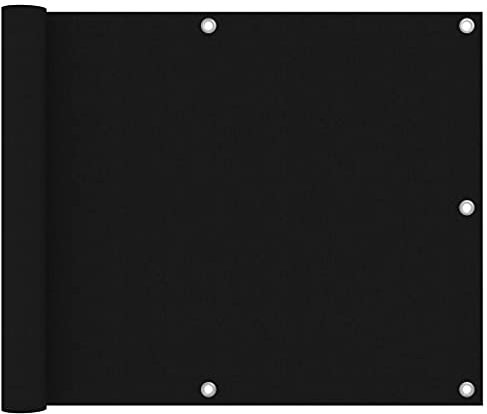 vidaXL Balcony Screen in Black, PU Coated Oxford Fabric, Waterproof and UV Protected, 75x300 cm with Easy Installation Kit