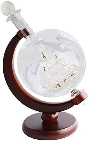 MQQ 1000ml Decantador A Mano, con Vidrio De Vidrio Artesanal Whisky Whisky Red Wine Storage, Material De Vidrio Creativo Material De Vidrio Mundo, Vidrio FieraPoard Stand Hecho Decantador