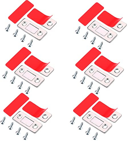 6 Piezas Imán Puerta Adhesivo Cierre Magnético,Imanes Puertas Pestillo Para Puerta,Armario,Cajones,Puerta Corredera Ultra-fino Cocina Cerradura magnéticos Magnetica de Muebles con tornillos