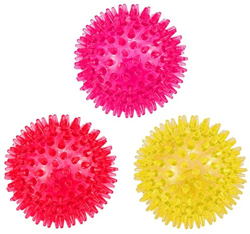 Petizer 3-Pack 6.5cm Squeaky Ball Toys for Dogs - Chew Spiky, Floatable Pool Toy, Toss Fetch for Puppy, Rubber TPR, Teeth Cleaning, Boredom Relief for Small and Medium Dogs