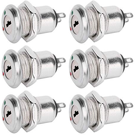 10Pcs Metal Key Switch Kit Double Pull Barrel Lock Switches Stainless Steel Power ON OFF Industrial Control Components with Key Nut for Car Modification