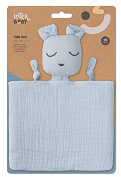 Schmusetuch Schnuffeltuch Musselin mit Bärenkopf Kuscheltuch - doudou blau