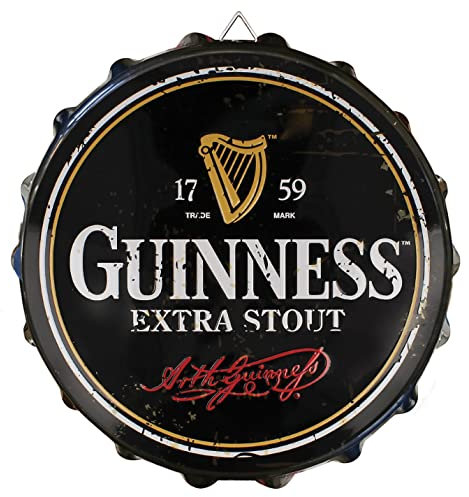 Guinness Metallschild mit Flaschenverschluss, Etikettendesign, 28 x 28 cm