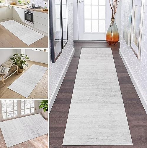 ZDYHMrj Läufer Teppich Lang Flur rutschfest Waschbar 40X100CM Küche Korridor TeppichLäufer für Flur Grau Schlafzimmer Wohnzimmer Polyester Teppichmatte Dauerhaft, Anpassbar Küchenteppich Meterware