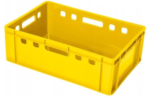 BirnePower Fleischerkiste Fleischkiste Eurofleischerkiste E2 Stapelkiste Kiste Farbe Gelb Eurobox Lagerkiste Metzgerkiste Box 60x40x20 cm (1)