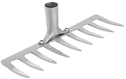 INOOMP Rastrillo De Jardín De 9 Dientes Sin Mango, Herramienta De Limpieza Duradera De Acero Plateado para Suelo y Hojas, Suministros De Jardinería para Uso Pesado y Limpieza Exterior