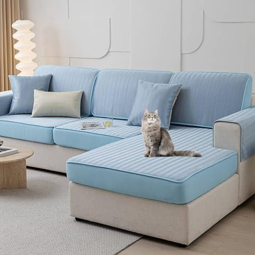 KCCRHIN Sofa Sitzkissenbezüge Für Sommer Sofa Kissenbezüge Anti-Kratz Sofa Sitzbezüge Couchbezüge L Form 2 3 4 Sitzer Couch Kissenbezüge Mit Gummizug Unten Sofa Slipcover,B,60 * 180CM